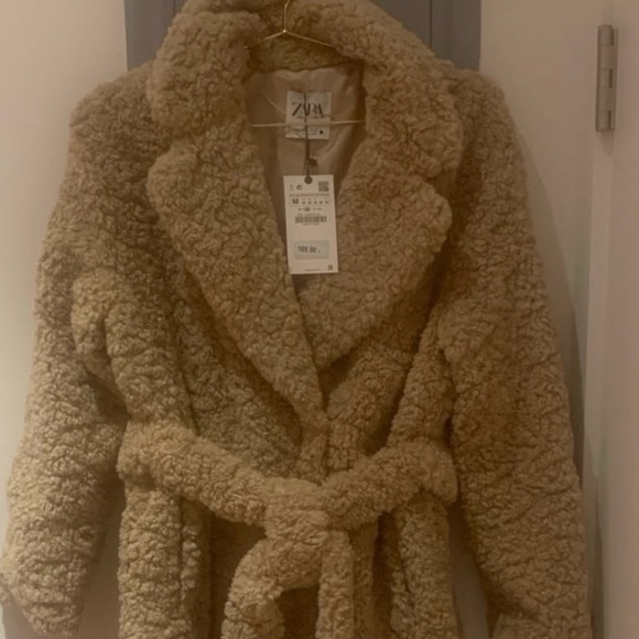 Zara Long Fleece Coat - Light Camel - Picture 8 of 12